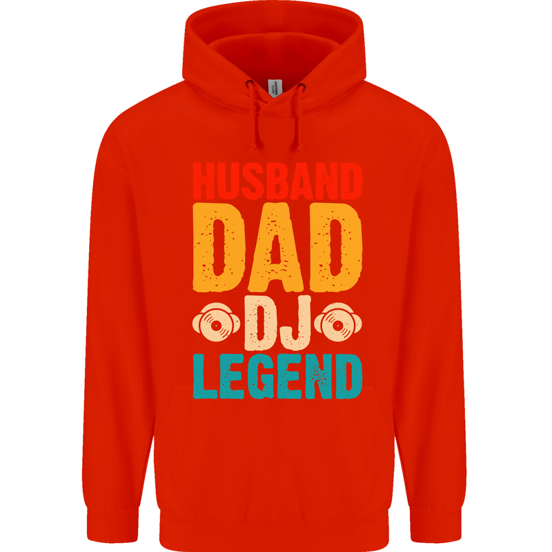 Husband Dad DJ Legend Fathers Day Childrens Kids Hoodie Bright Red