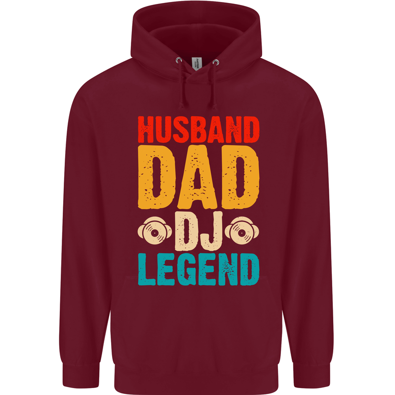 Husband Dad DJ Legend Fathers Day Childrens Kids Hoodie Maroon