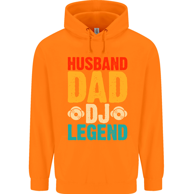 Husband Dad DJ Legend Fathers Day Childrens Kids Hoodie Orange