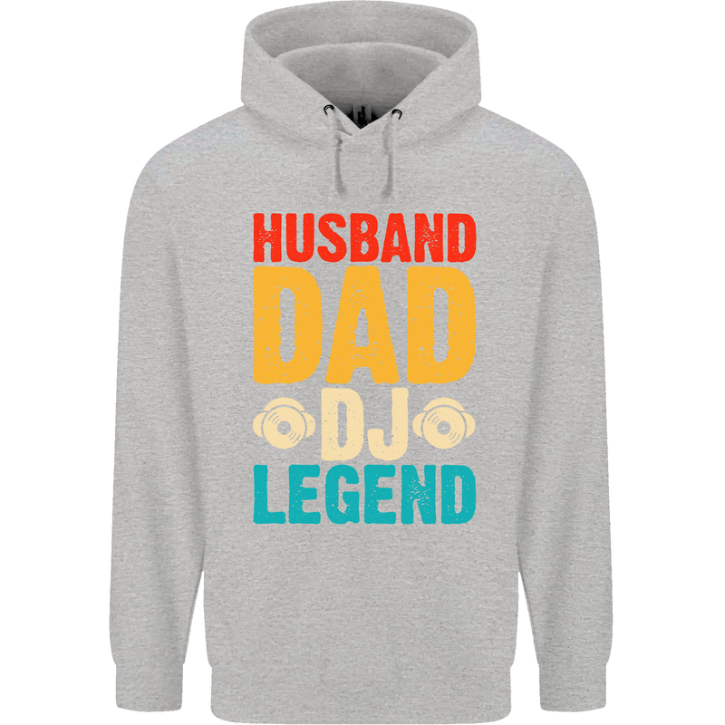 Husband Dad DJ Legend Fathers Day Childrens Kids Hoodie Sports Grey