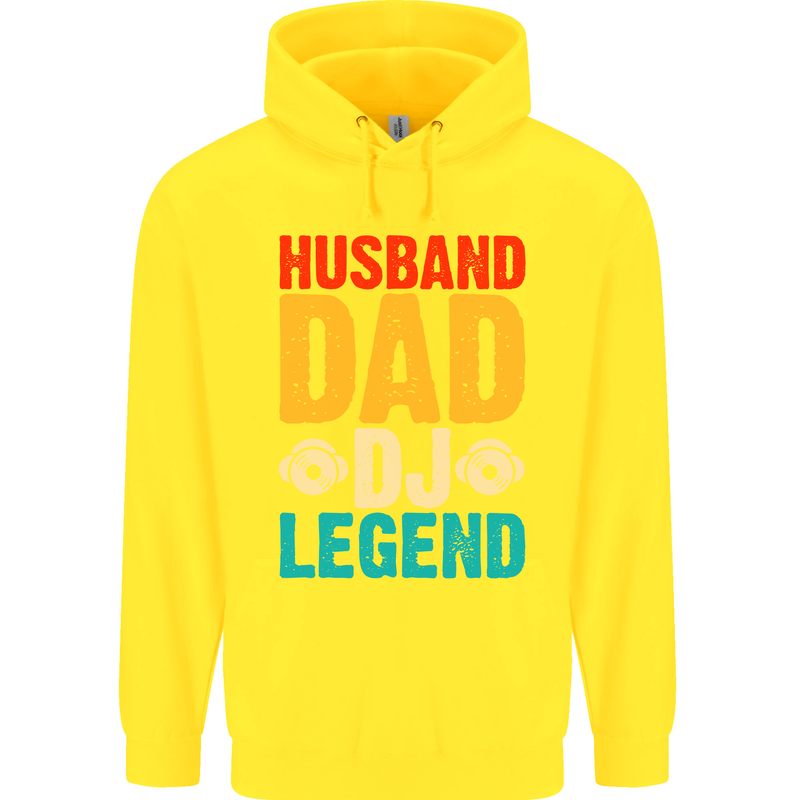 Husband Dad DJ Legend Fathers Day Childrens Kids Hoodie Yellow