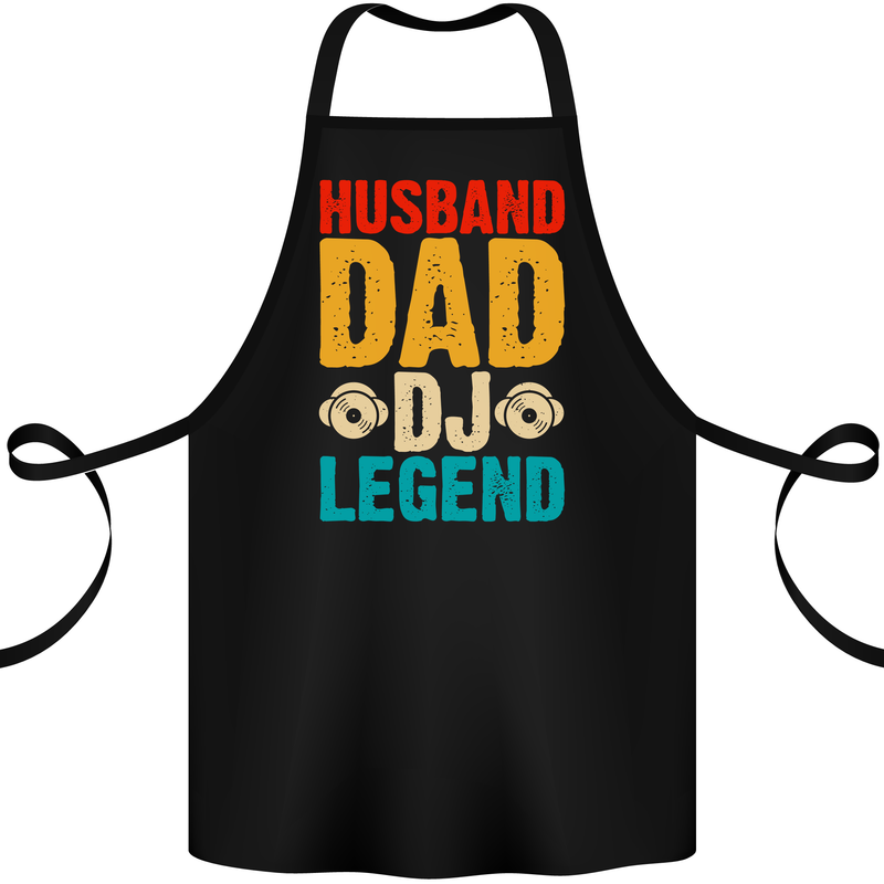 Husband Dad DJ Legend Fathers Day Cotton Apron 100% Organic Black