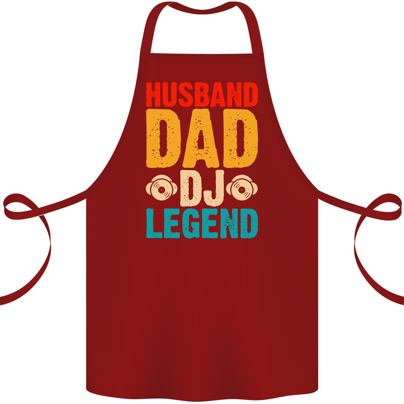 Husband Dad DJ Legend Fathers Day Cotton Apron 100% Organic Maroon