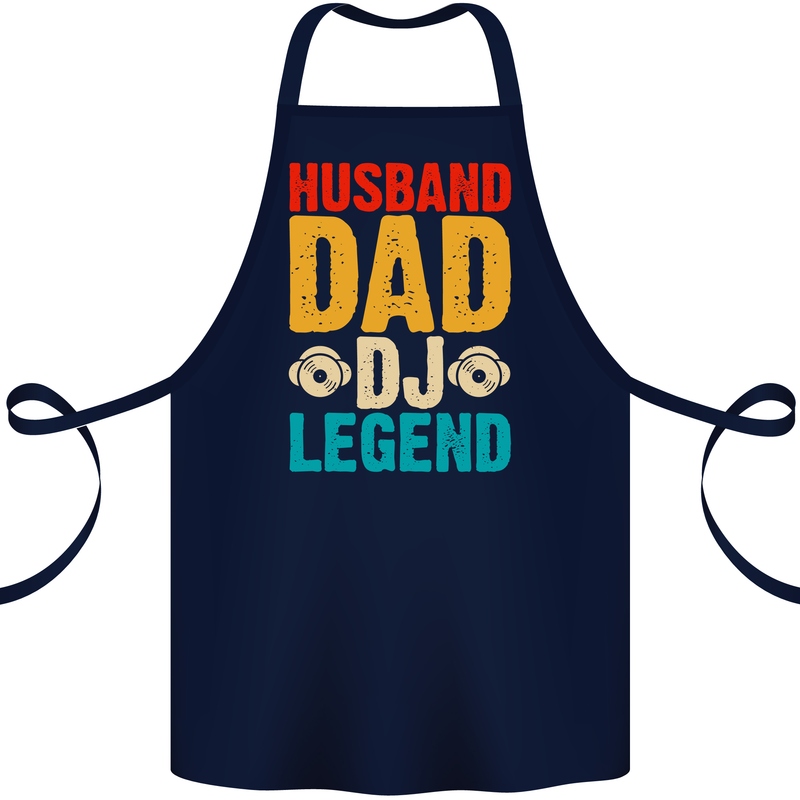 Husband Dad DJ Legend Fathers Day Cotton Apron 100% Organic Navy Blue
