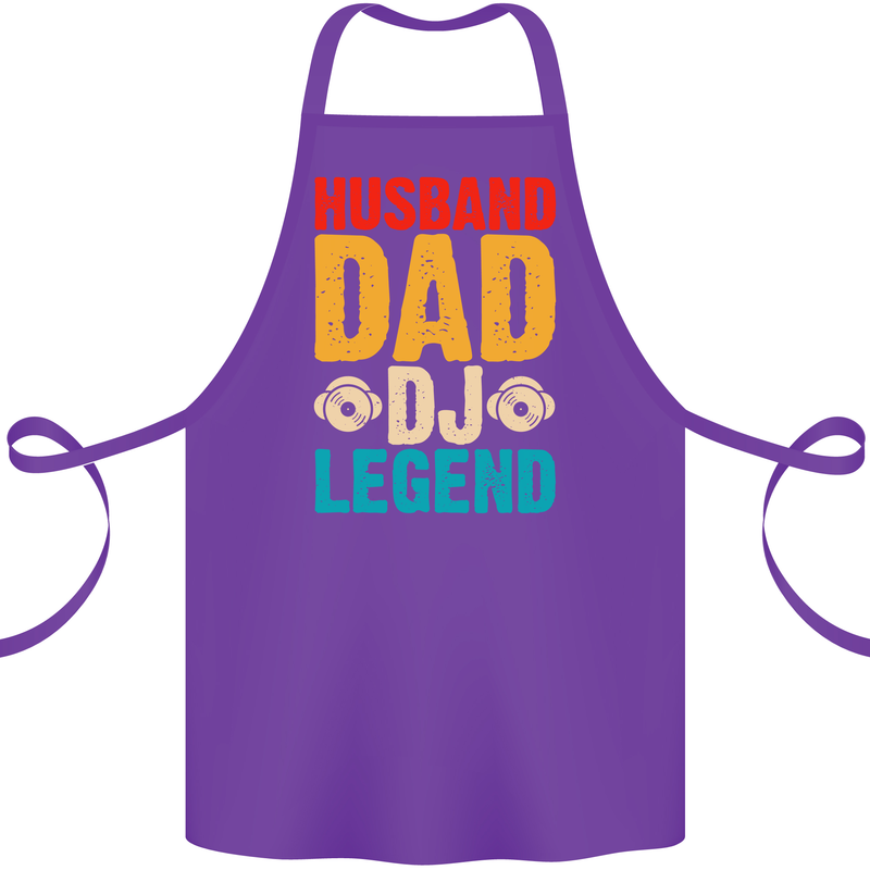 Husband Dad DJ Legend Fathers Day Cotton Apron 100% Organic Purple