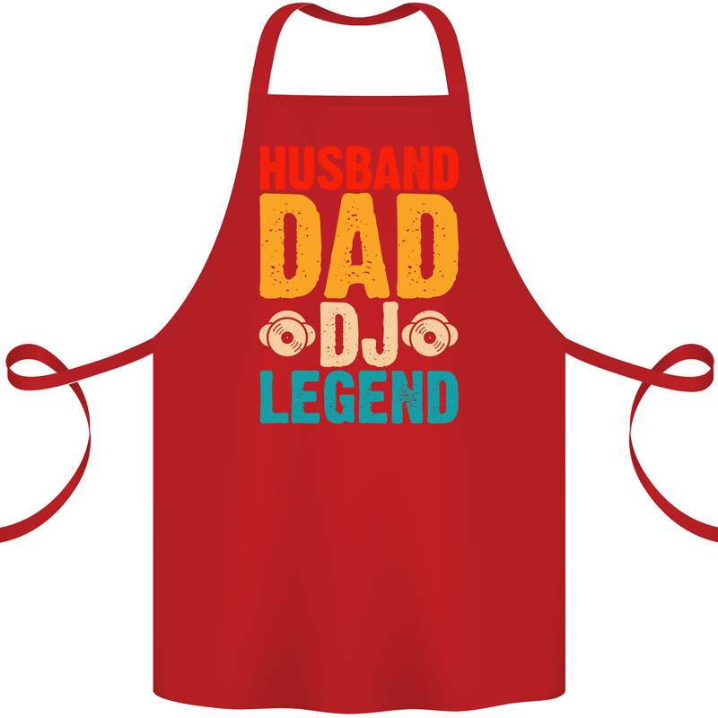 Husband Dad DJ Legend Fathers Day Cotton Apron 100% Organic Red