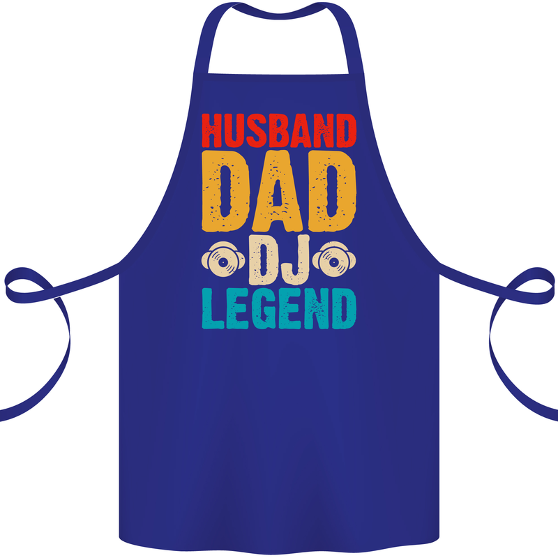 Husband Dad DJ Legend Fathers Day Cotton Apron 100% Organic Royal Blue