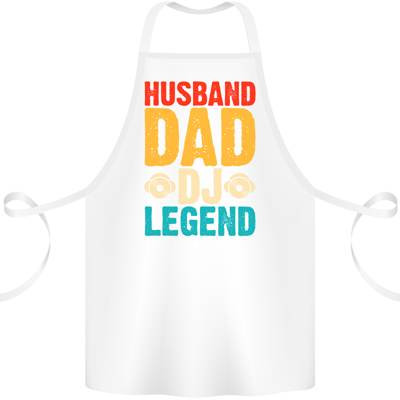 Husband Dad DJ Legend Fathers Day Cotton Apron 100% Organic White