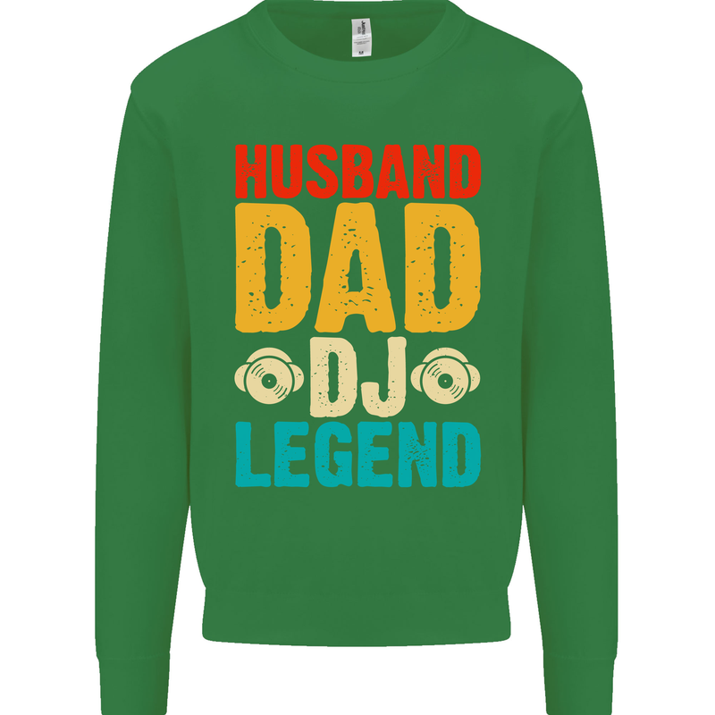 Husband Dad DJ Legend Fathers Day Kids Sweatshirt Jumper Irish Green