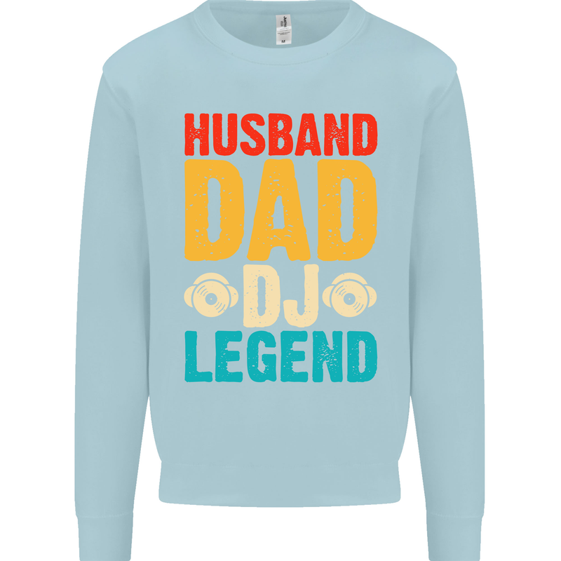 Husband Dad DJ Legend Fathers Day Kids Sweatshirt Jumper Light Blue
