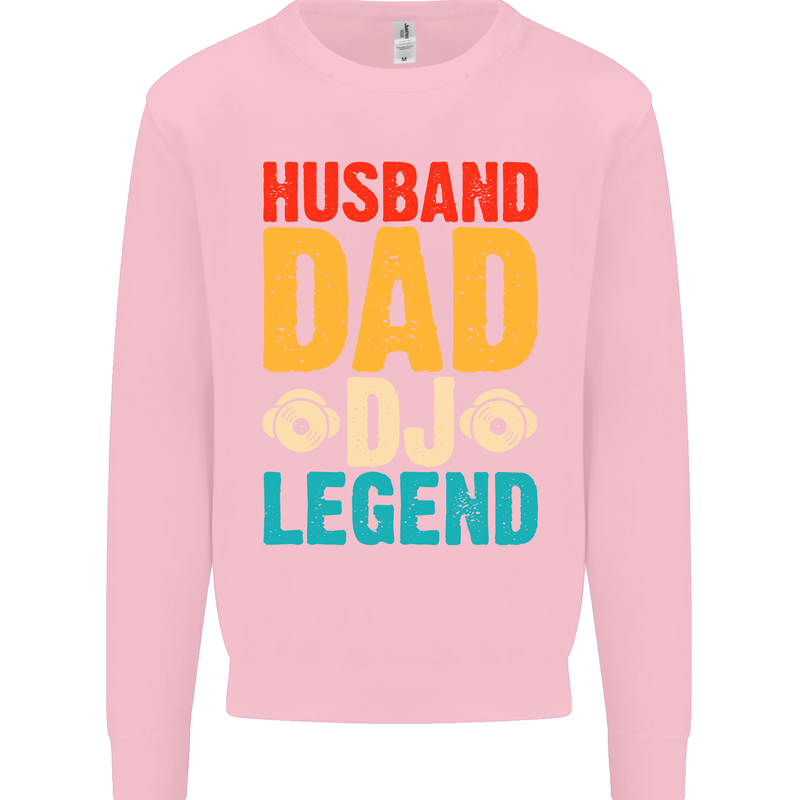 Husband Dad DJ Legend Fathers Day Kids Sweatshirt Jumper Light Pink
