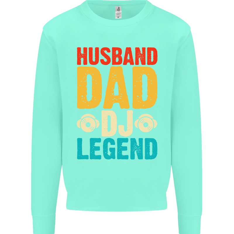 Husband Dad DJ Legend Fathers Day Kids Sweatshirt Jumper Peppermint