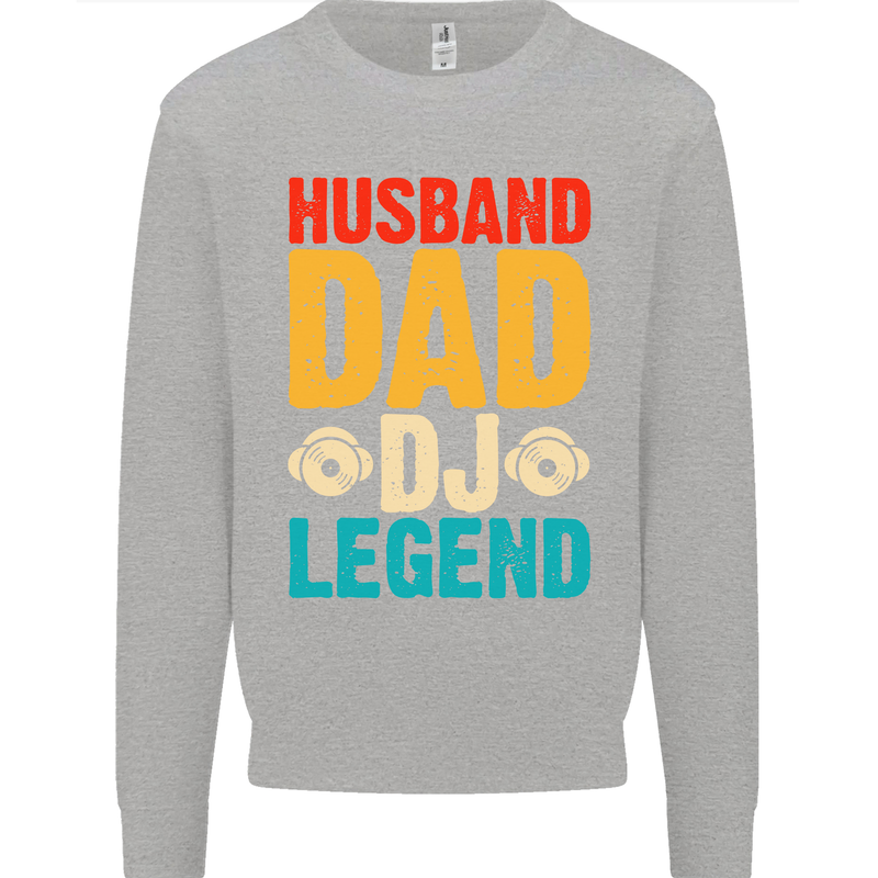 Husband Dad DJ Legend Fathers Day Kids Sweatshirt Jumper Sports Grey