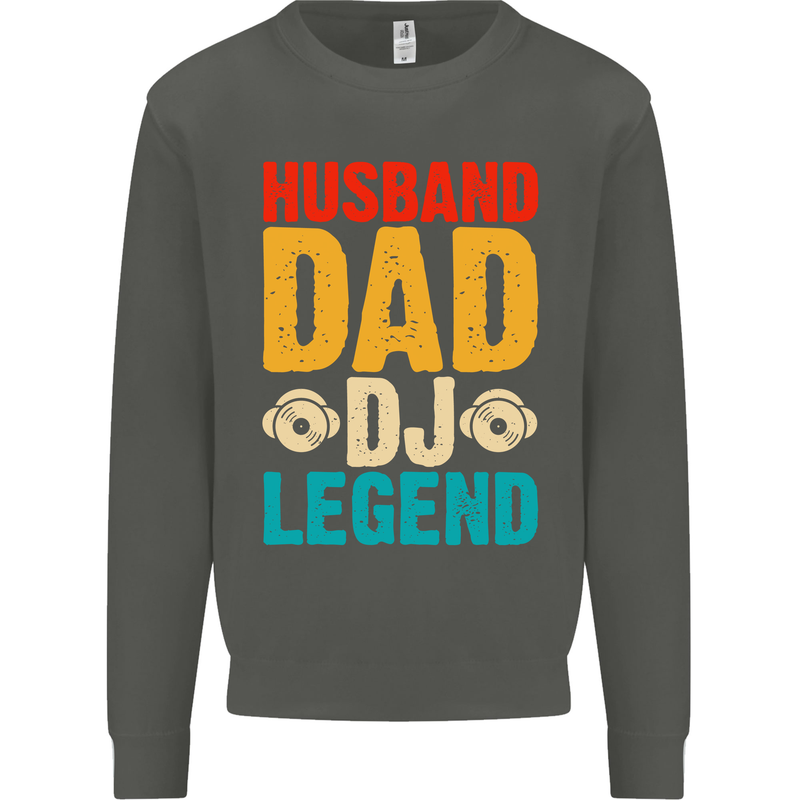 Husband Dad DJ Legend Fathers Day Kids Sweatshirt Jumper Storm Grey