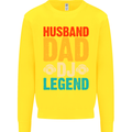 Husband Dad DJ Legend Fathers Day Kids Sweatshirt Jumper Yellow