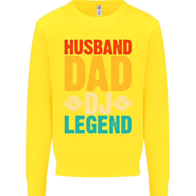 Husband Dad DJ Legend Fathers Day Kids Sweatshirt Jumper Yellow