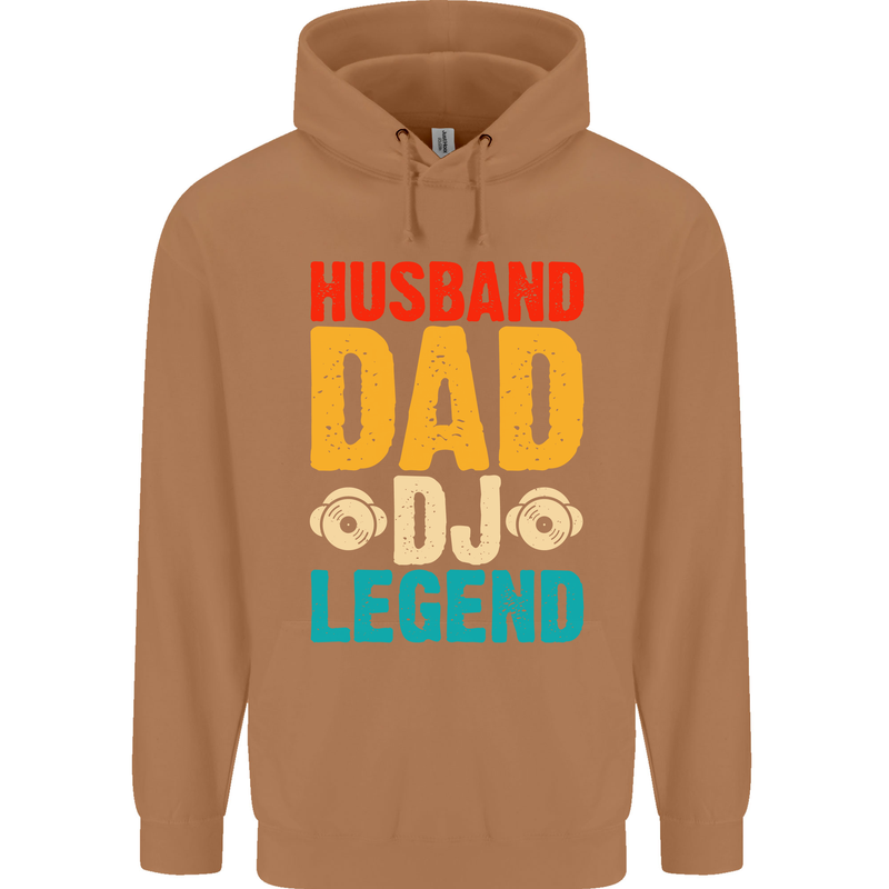 Husband Dad DJ Legend Fathers Day Mens 80% Cotton Hoodie Caramel Latte