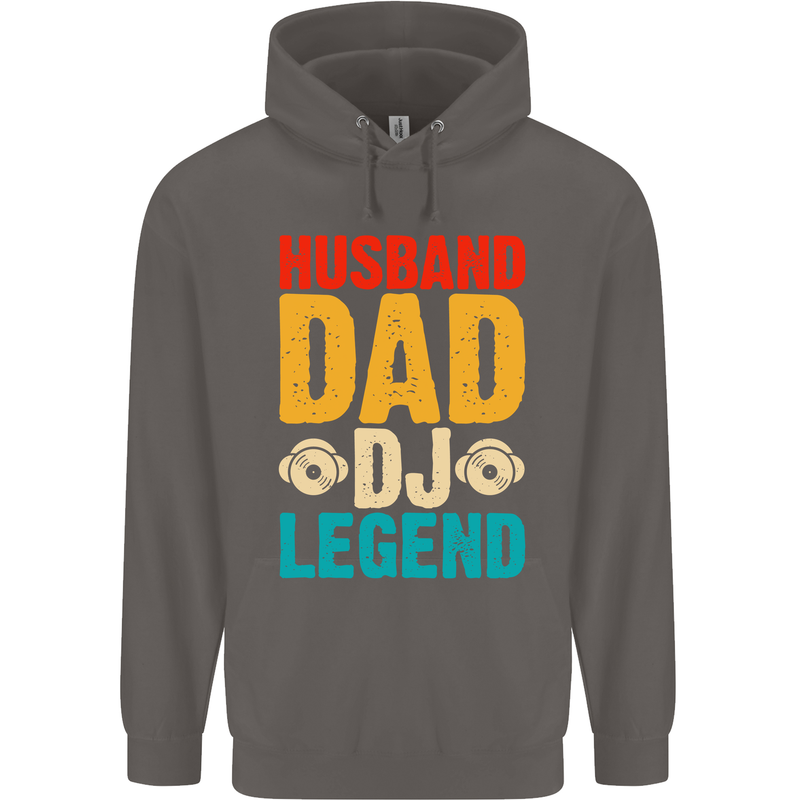 Husband Dad DJ Legend Fathers Day Mens 80% Cotton Hoodie Charcoal