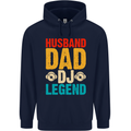 Husband Dad DJ Legend Fathers Day Mens 80% Cotton Hoodie Navy Blue