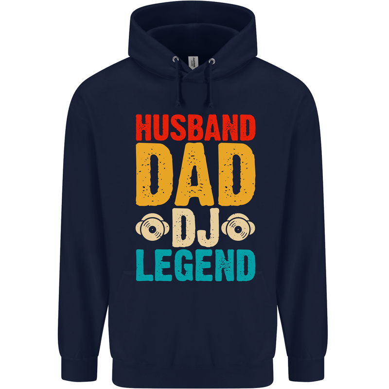 Husband Dad DJ Legend Fathers Day Mens 80% Cotton Hoodie Navy Blue
