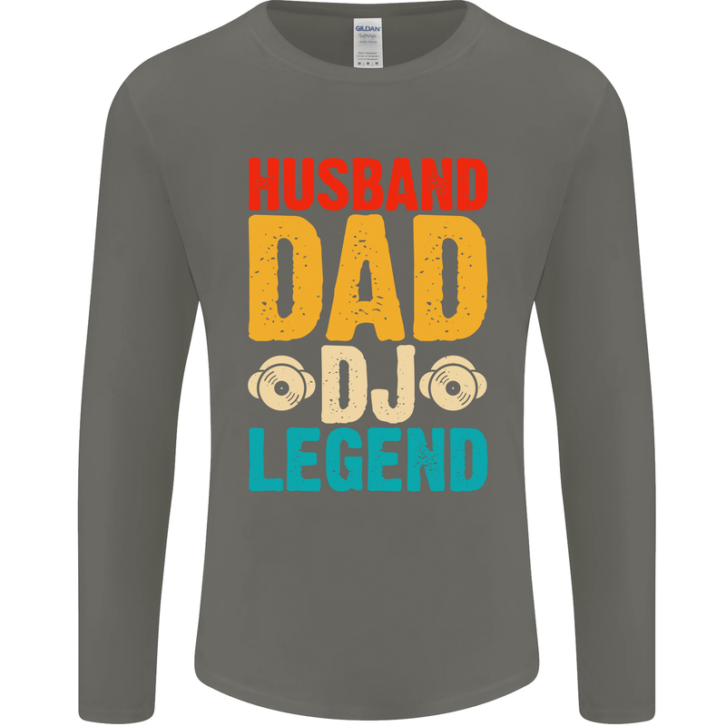 Husband Dad DJ Legend Fathers Day Mens Long Sleeve T-Shirt Charcoal