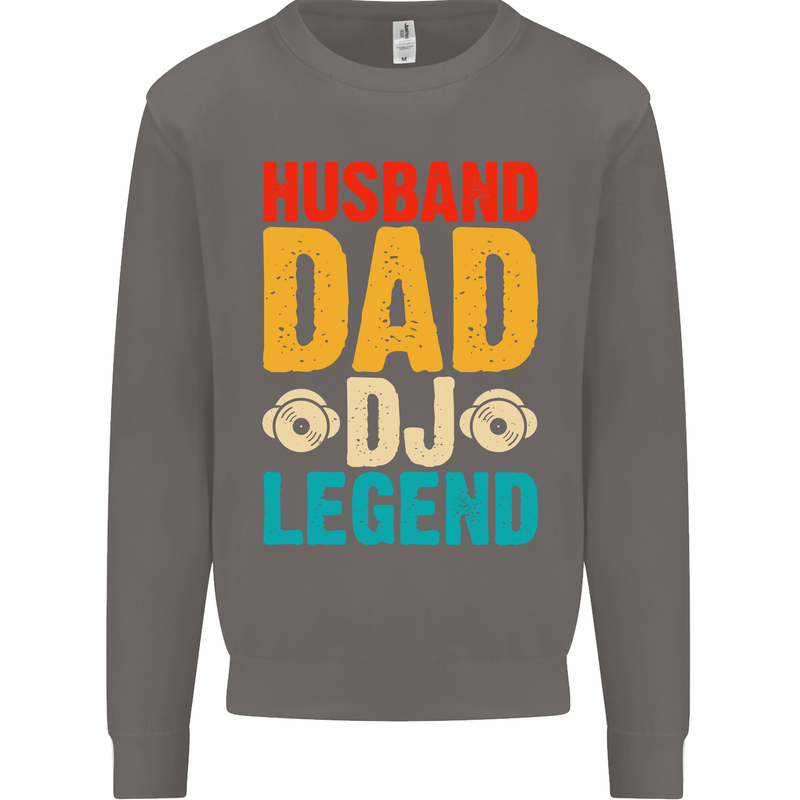 Husband Dad DJ Legend Fathers Day Mens Sweatshirt Jumper Charcoal