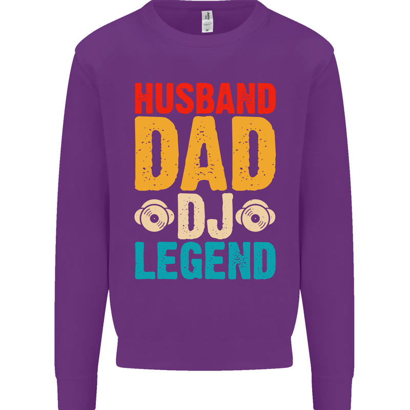 Husband Dad DJ Legend Fathers Day Mens Sweatshirt Jumper Purple