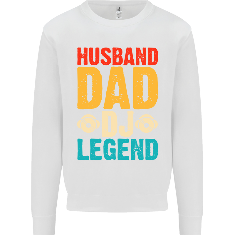 Husband Dad DJ Legend Fathers Day Mens Sweatshirt Jumper White