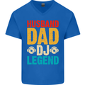 Husband Dad DJ Legend Fathers Day Mens V-Neck Cotton T-Shirt Royal Blue