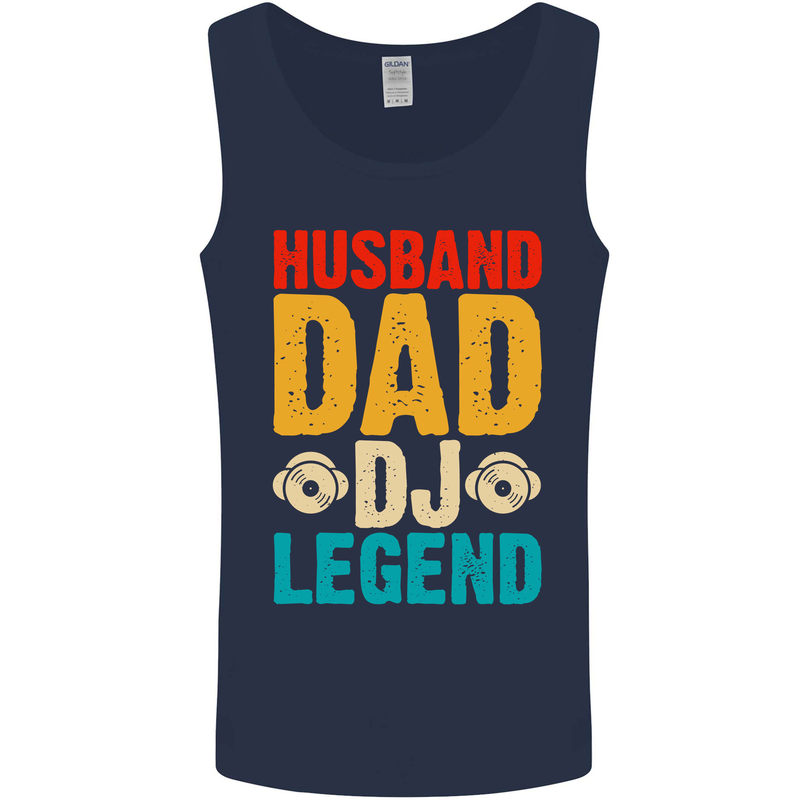 Husband Dad DJ Legend Fathers Day Mens Vest Tank Top Navy Blue