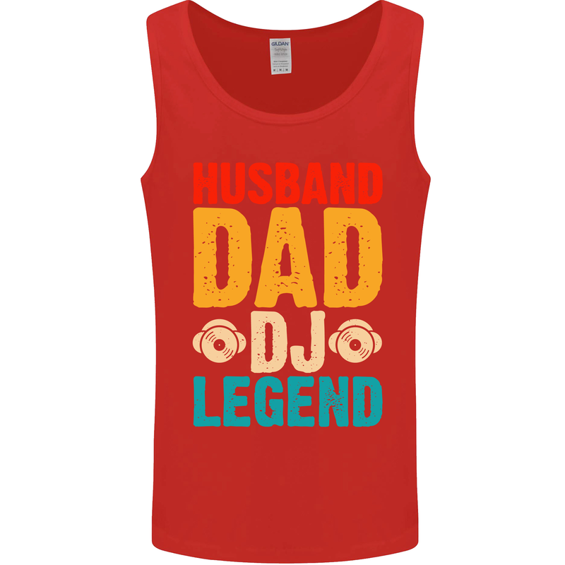 Husband Dad DJ Legend Fathers Day Mens Vest Tank Top Red