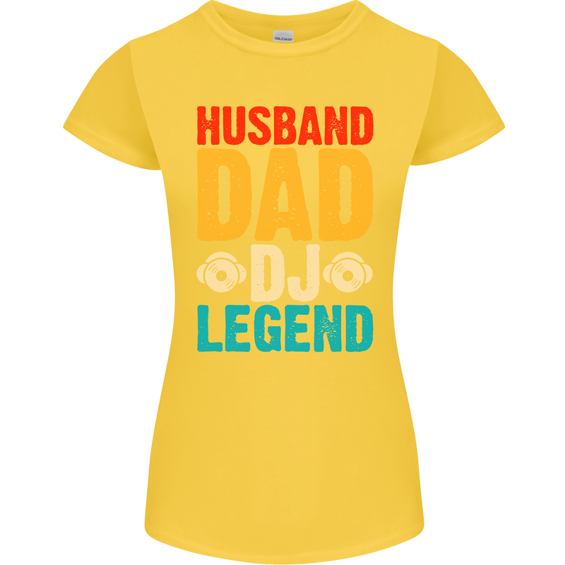 Husband Dad DJ Legend Fathers Day Womens Petite Cut T-Shirt Yellow