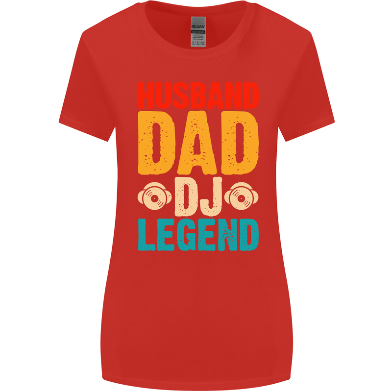Husband Dad DJ Legend Fathers Day Womens Wider Cut T-Shirt Red