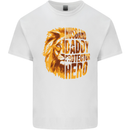 Husband Daddy Protector Hero Fathers Day Mens Cotton T-Shirt Tee Top White