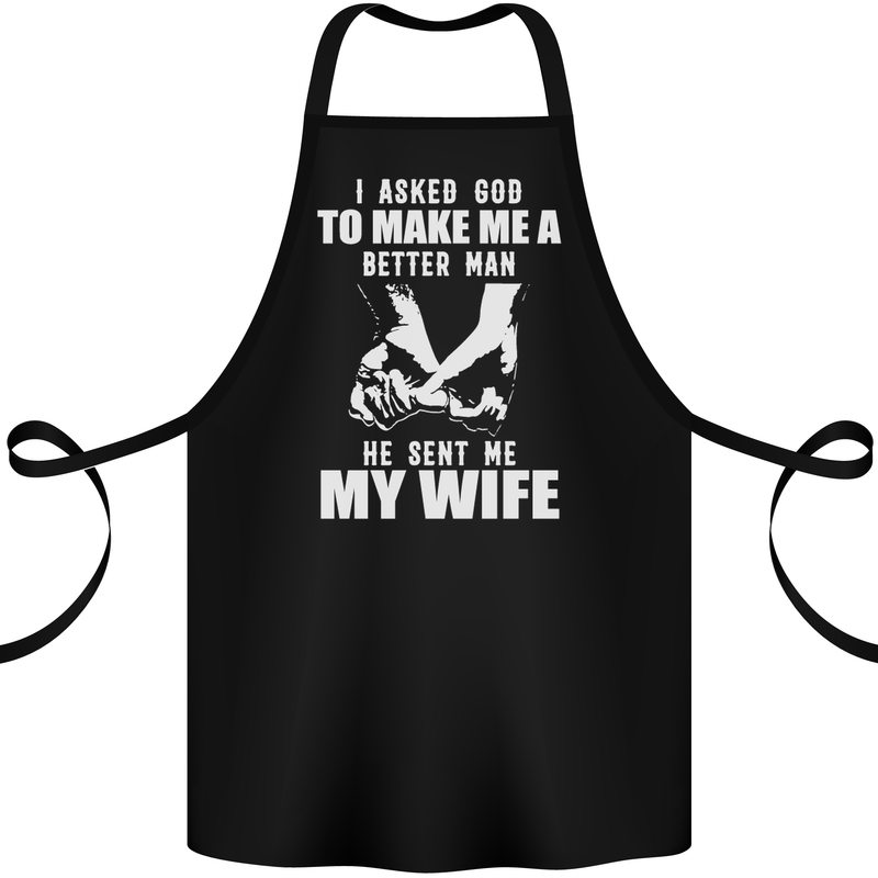 Husband & Wife Wedding Anniversary God Cotton Apron 100% Organic Black