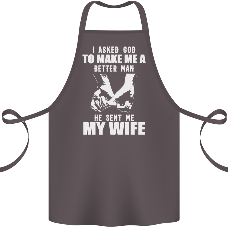 Husband & Wife Wedding Anniversary God Cotton Apron 100% Organic Dark Grey