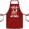 Husband & Wife Wedding Anniversary God Cotton Apron 100% Organic Maroon