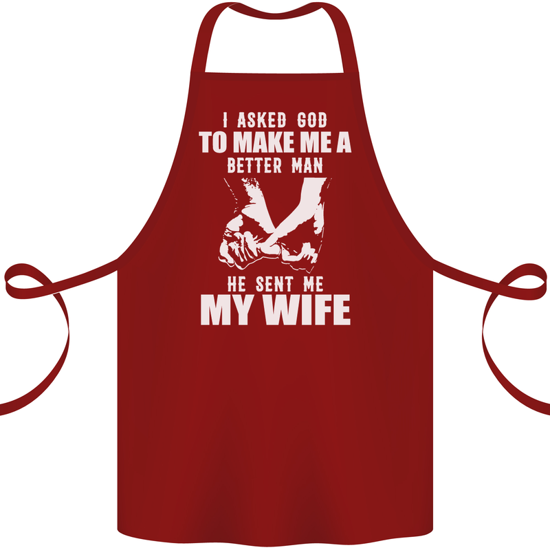 Husband & Wife Wedding Anniversary God Cotton Apron 100% Organic Maroon