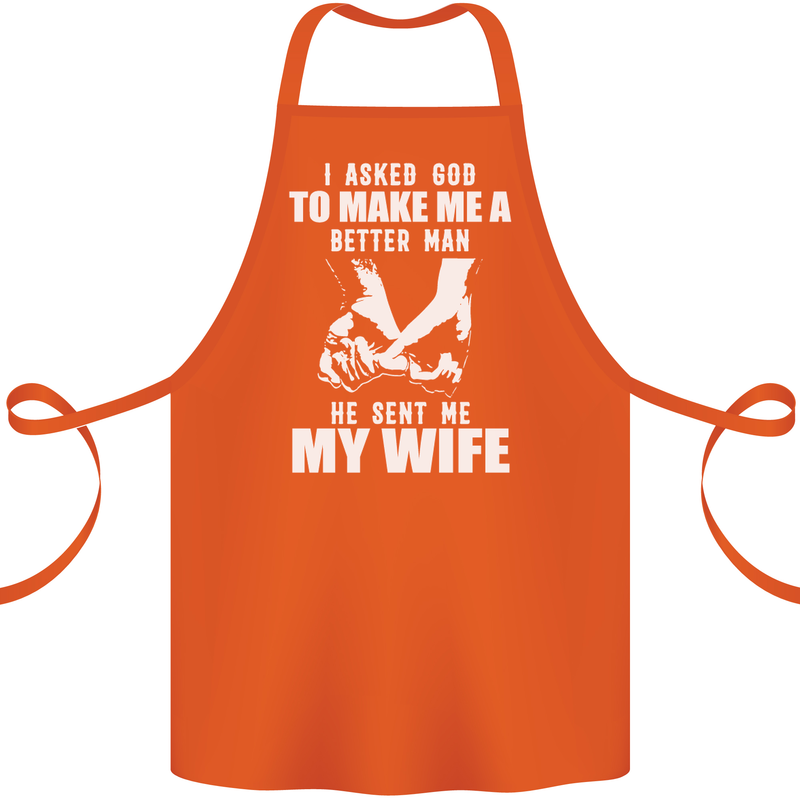 Husband & Wife Wedding Anniversary God Cotton Apron 100% Organic Orange