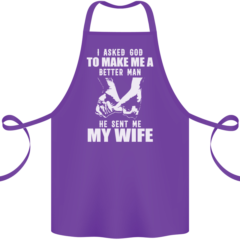 Husband & Wife Wedding Anniversary God Cotton Apron 100% Organic Purple