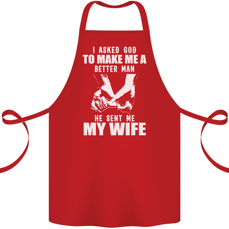 Husband & Wife Wedding Anniversary God Cotton Apron 100% Organic Red