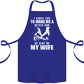 Husband & Wife Wedding Anniversary God Cotton Apron 100% Organic Royal Blue