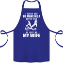 Husband & Wife Wedding Anniversary God Cotton Apron 100% Organic Royal Blue