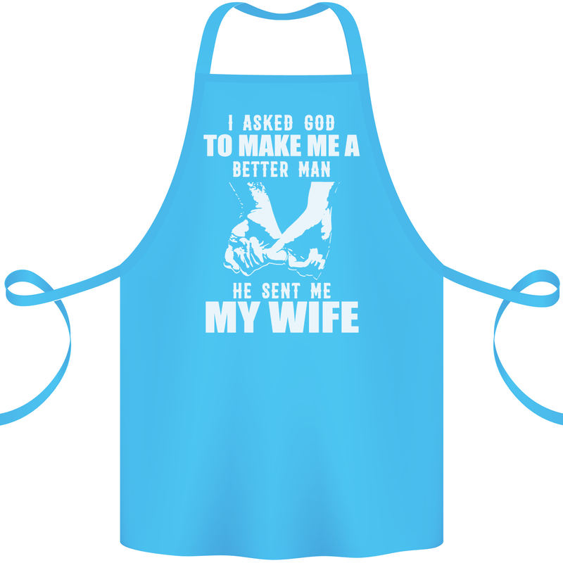Husband & Wife Wedding Anniversary God Cotton Apron 100% Organic Turquoise