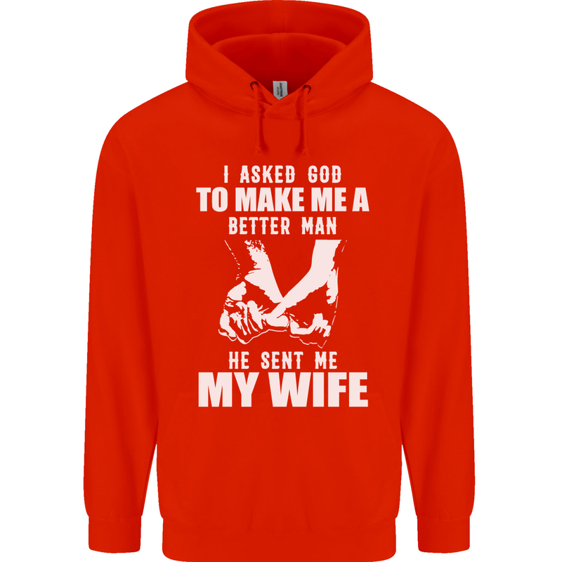 Husband & Wife Wedding Anniversary God Mens 80% Cotton Hoodie Bright Red
