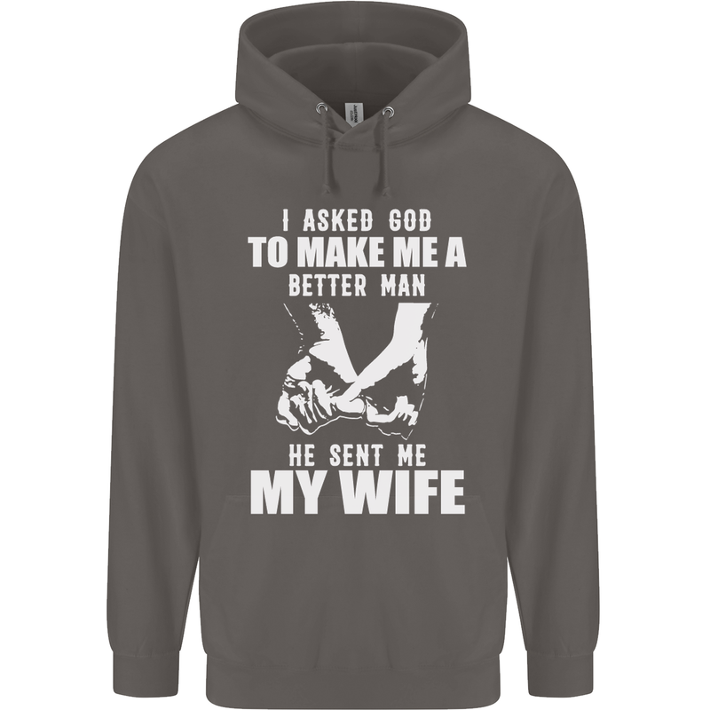 Husband & Wife Wedding Anniversary God Mens 80% Cotton Hoodie Charcoal