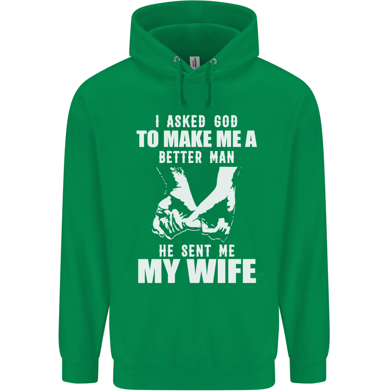 Husband & Wife Wedding Anniversary God Mens 80% Cotton Hoodie Irish Green
