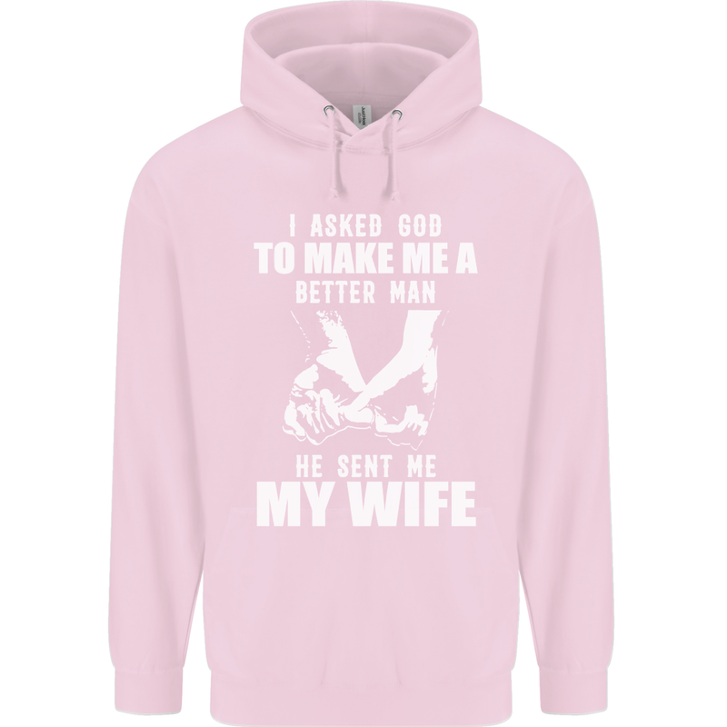 Husband & Wife Wedding Anniversary God Mens 80% Cotton Hoodie Light Pink