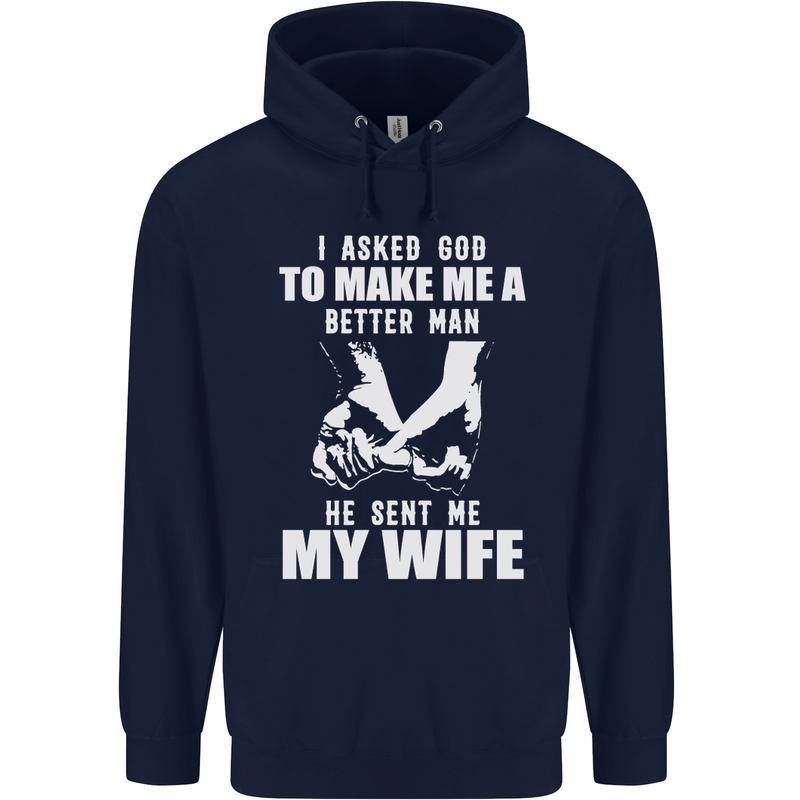 Husband & Wife Wedding Anniversary God Mens 80% Cotton Hoodie Navy Blue