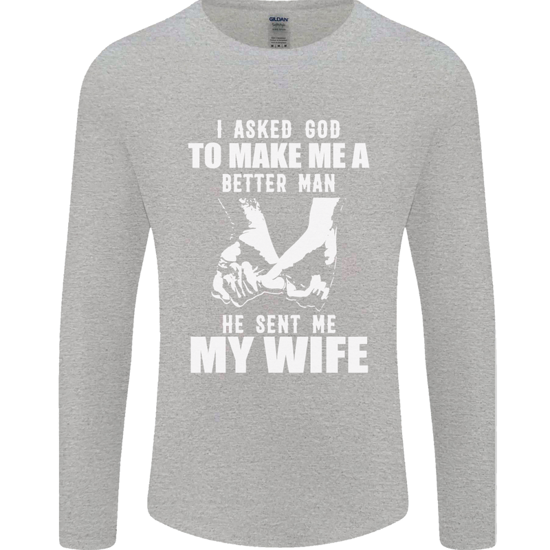 Husband & Wife Wedding Anniversary God Mens Long Sleeve T-Shirt Sports Grey